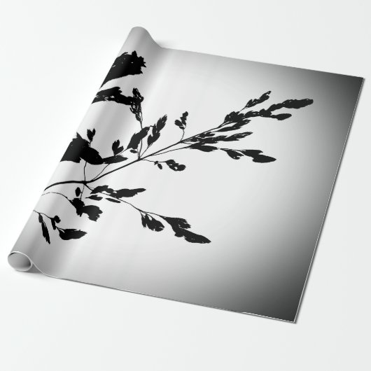 grijs, zwart, bloemig, design, abstract, bloem, ku cadeaupapier (Uitgerold)