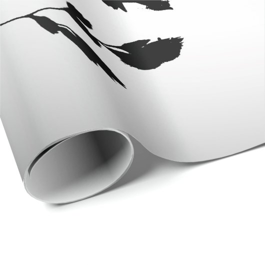 grijs, zwart, bloemig, design, abstract, bloem, ku cadeaupapier (Rol Hoek)