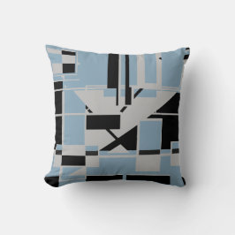 Grijs Zwart Bord Blauw Geometrisch Abstract Labyri Kussen