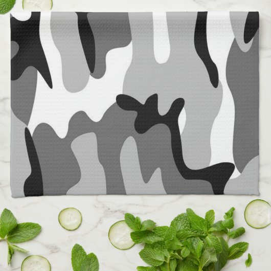 Grijs & Zwart Camouflage Keuken Handdoek (Gevouwen)