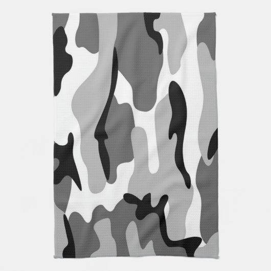 Grijs & Zwart Camouflage Keuken Handdoek (Verticaal)