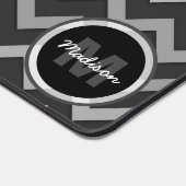 Grijs zwart Chevron Cool retro Monogram Bureaumat (Hoek)