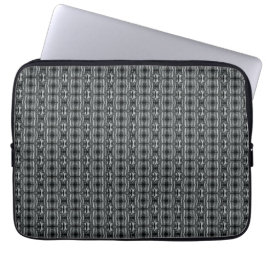 Grijs Zwart Cirkel Patroon Zilver Laptop Sleeve