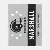 Grijs Zwart Custom Voetbal Naam Nummer Fleece Deken (Voorkant)