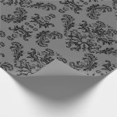 Grijs zwart  demaspatroon cadeaupapier (Hoek)
