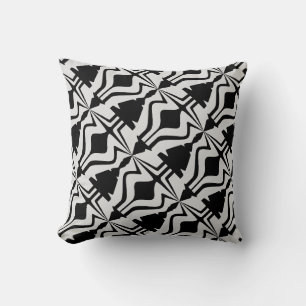 Grijs Zwart Diagonaal Abstract Geluidsgolfpatroon Kussen