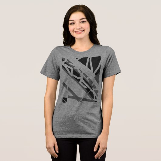 Grijs Zwart Diagonaal Vormen Abstracte Art MCM Loo Tri-Blend Shirt (Voorkant volledig)