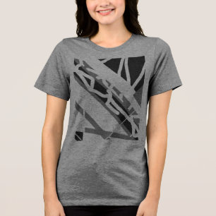 Grijs Zwart Diagonaal Vormen Abstracte Art MCM Loo Tri-Blend Shirt
