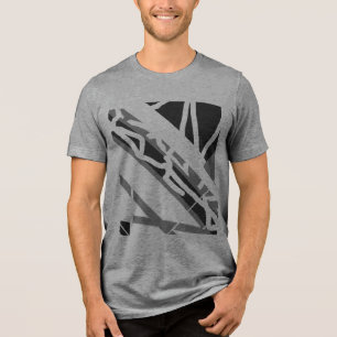 Grijs Zwart Diagonaal Vormen Abstracte Art MCM Loo Tri-Blend Shirt