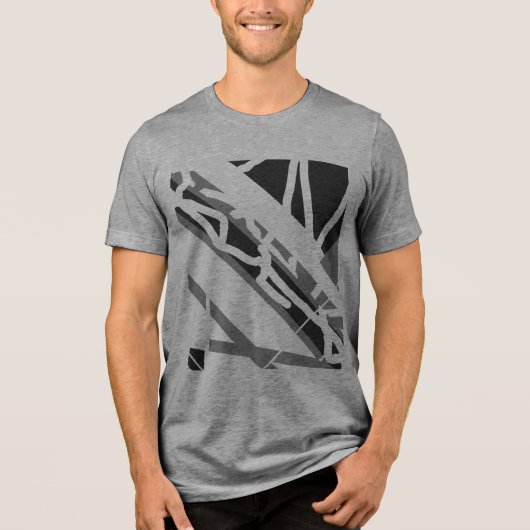 Grijs Zwart Diagonaal Vormen Abstracte Art MCM Loo Tri-Blend Shirt (Voorkant)