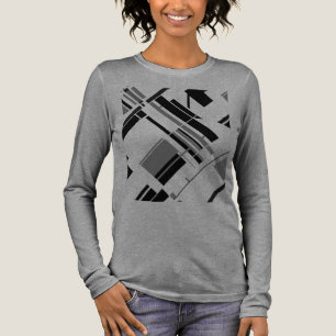 Grijs Zwart Diagonale Vormen Lijnen MCM Kijk Abstr Tri-Blend Shirt