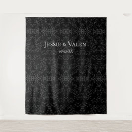 Grijs & Zwart Draaikolk Gotisch Huwelijk Wandkleed