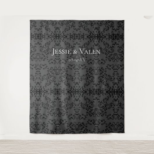 Grijs & Zwart Draaikolk Gotisch Huwelijk Wandkleed (Voorkant)