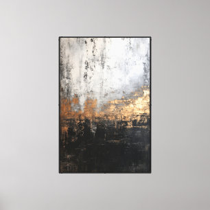 Grijs, zwart en gouden verloop abstracte wandkunst canvas afdruk