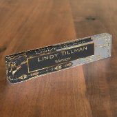 Grijs, zwart en goudkleurig ontwerp naambordje (Zijkant)