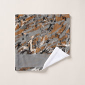 Grijs, Zwart en Karamel Abstract Bad Handdoek (Wasdoekje)