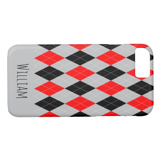 Grijs, zwart en rood patroon iPhone 7/8 Hoesje (Achterkant (Horizontaal))
