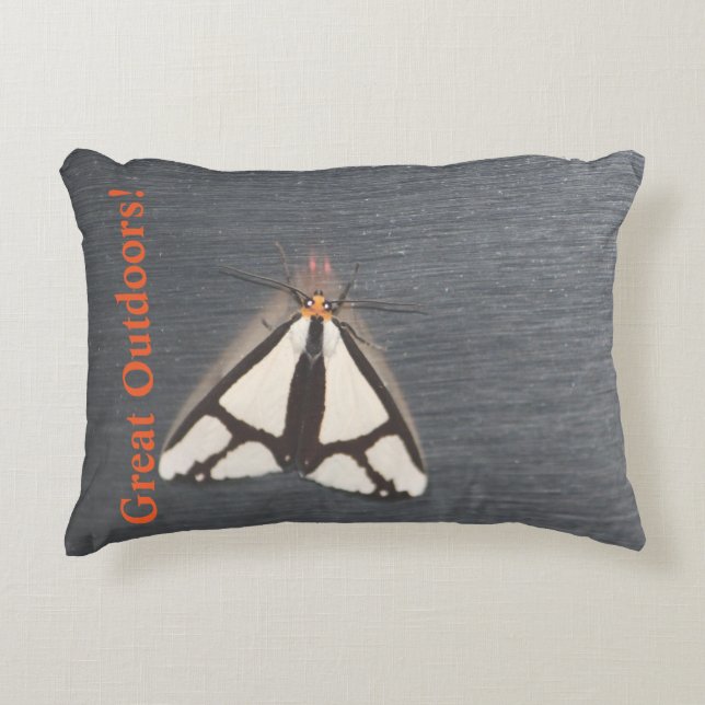 Grijs Zwart en Sinaasappel Accent Kussen (Voorkant)