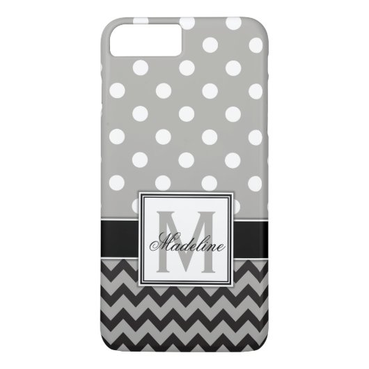 Grijs, zwart en wit Polka Dots en Chevron Mobile Case-Mate iPhone Case (Achterkant)