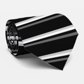 Grijs, zwart, en wit stropdas van het lijnpatroon (Opgerold)