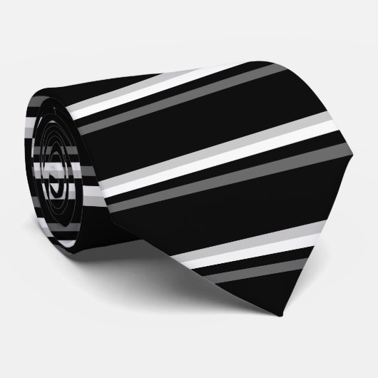 Grijs, zwart, en wit stropdas van het lijnpatroon (Opgerold)