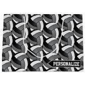 Grijs, zwart en wit Volleybal - Personaliseer Groot Cadeauzakje (Voorkant)