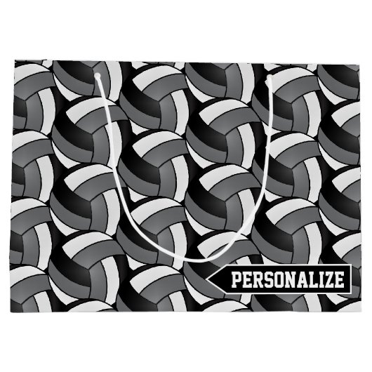 Grijs, zwart en wit Volleybal - Personaliseer Groot Cadeauzakje (Achterkant)