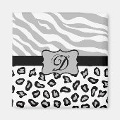 Grijs, zwart en wit Zebra & Cheetah Persoonlijk Magneet (Voorkant)