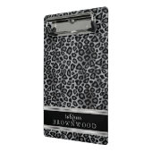 Grijs, Zwart en Zilver Leopard Huidpatroon Mini Klembord (Angled2)