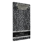 Grijs, Zwart en Zilver Leopard Huidpatroon Mini Klembord (Schuin)