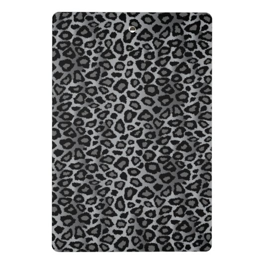 Grijs, Zwart en Zilver Leopard Huidpatroon Mini Klembord (Achterkant)