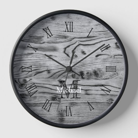  grijs zwart gebrand hout Monogram (Voorkant)