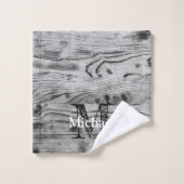  grijs zwart gebrand hout Monogram Bad Handdoek (Wasdoekje)