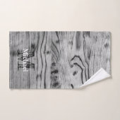  grijs zwart gebrand hout Monogram Bad Handdoek (Handdoek)