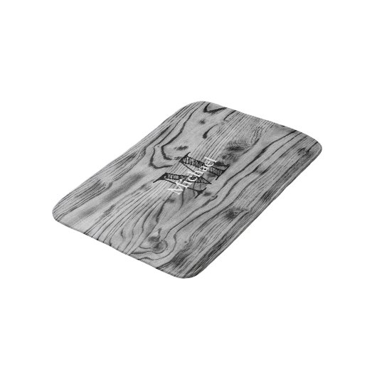  grijs zwart gebrand hout Monogram Badmat (Gekanteld)