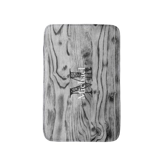  grijs zwart gebrand hout Monogram Badmat (Voorkant Verticaal)