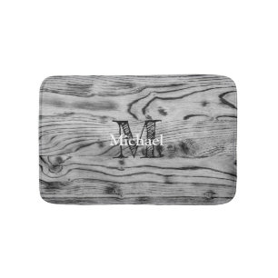  grijs zwart gebrand hout Monogram Badmat