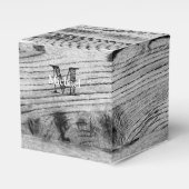  grijs zwart gebrand hout Monogram Bedankdoosjes (Voorkant Zijde)