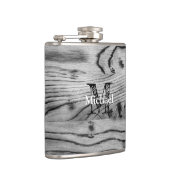  grijs zwart gebrand hout Monogram Heupfles (Rechts)