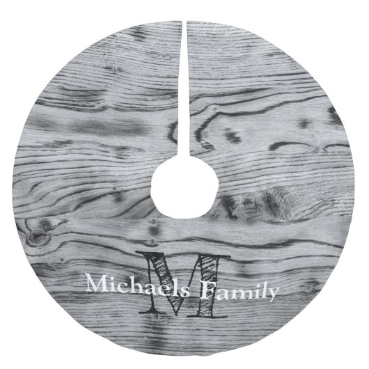  grijs zwart gebrand hout Monogram Kerstboom Rok (Voorkant)