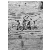 grijs zwart gebrand hout Monogram Klembord (Achterkant)