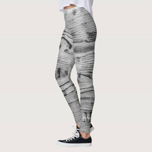  grijs zwart gebrand hout Monogram Leggings (Links)