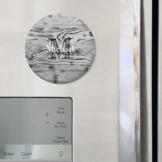  grijs zwart gebrand hout Monogram Magneet (Insitu (Koelkast))