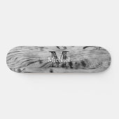  grijs zwart gebrand hout Monogram Persoonlijk Skateboard (Horizontaal)