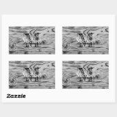 grijs zwart gebrand hout Monogram Rechthoekige Sticker (Vel)