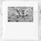 grijs zwart gebrand hout Monogram Rechthoekige Sticker (Tas)