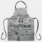 grijs zwart gebrand hout Monogram Schort (Voorkant)