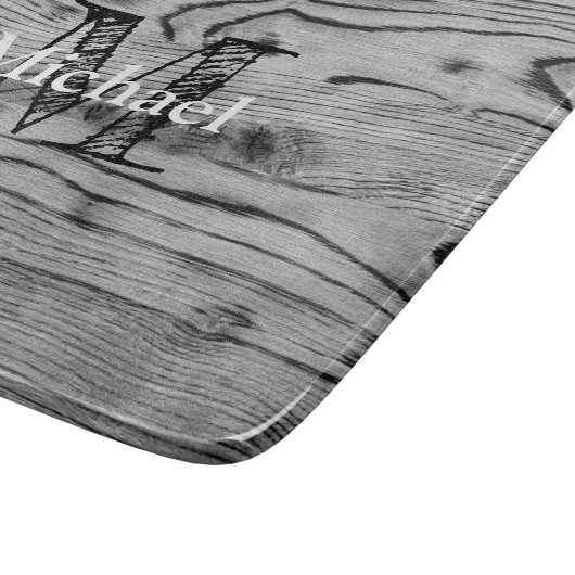 grijs zwart gebrand hout Monogram Snijplank (Hoek)