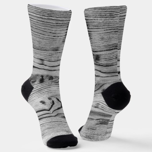  grijs zwart gebrand hout Monogram Sokken (Gebogen)