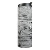  grijs zwart gebrand hout Monogram Thermosbeker (Gedraaid links)